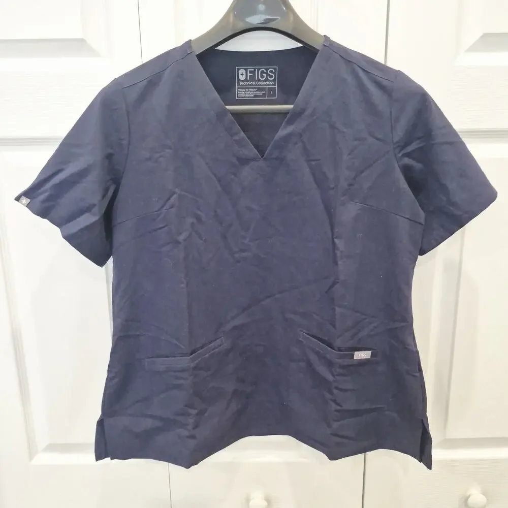 Figs Scrub Top Womens Large Technical Collection Navy Blue